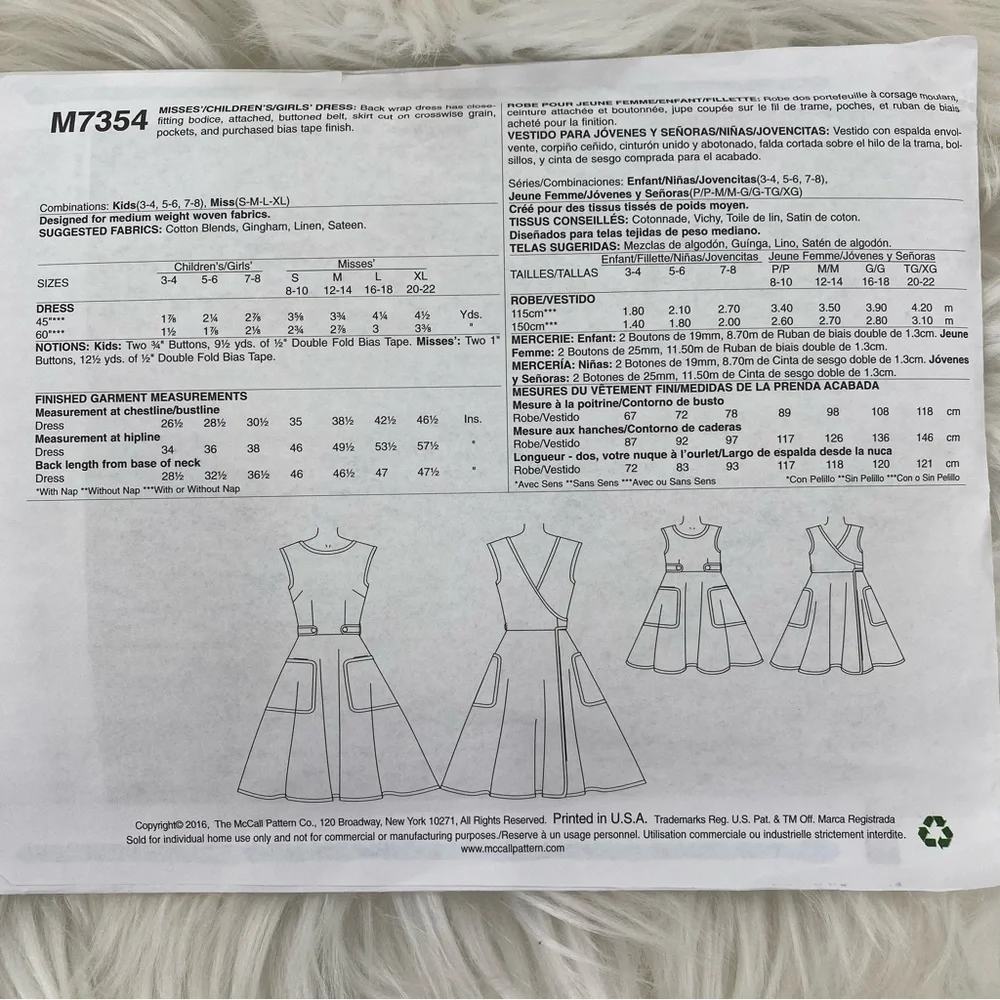 McCall’s Archive Collection M7354 Kids Dress